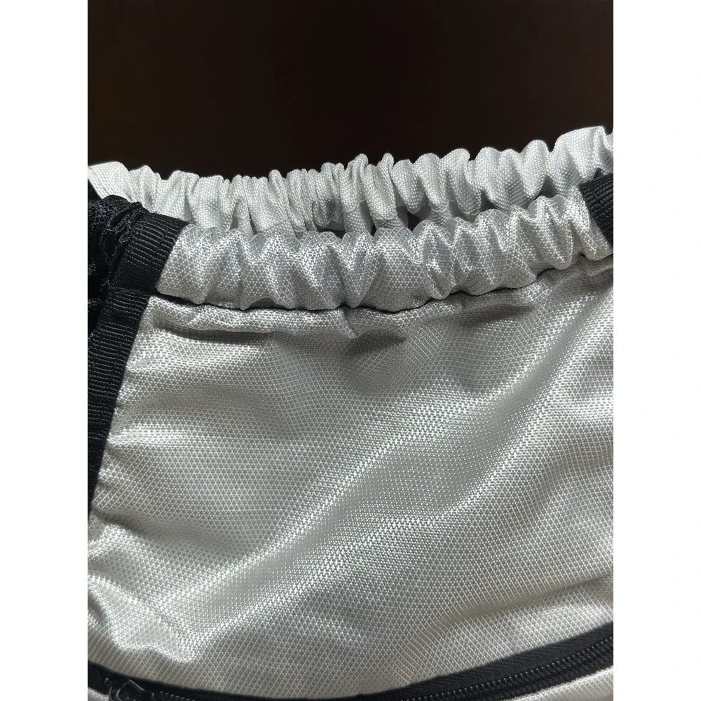Adidas Sports Drawstring Bag Zipper Pockets Black & White 16